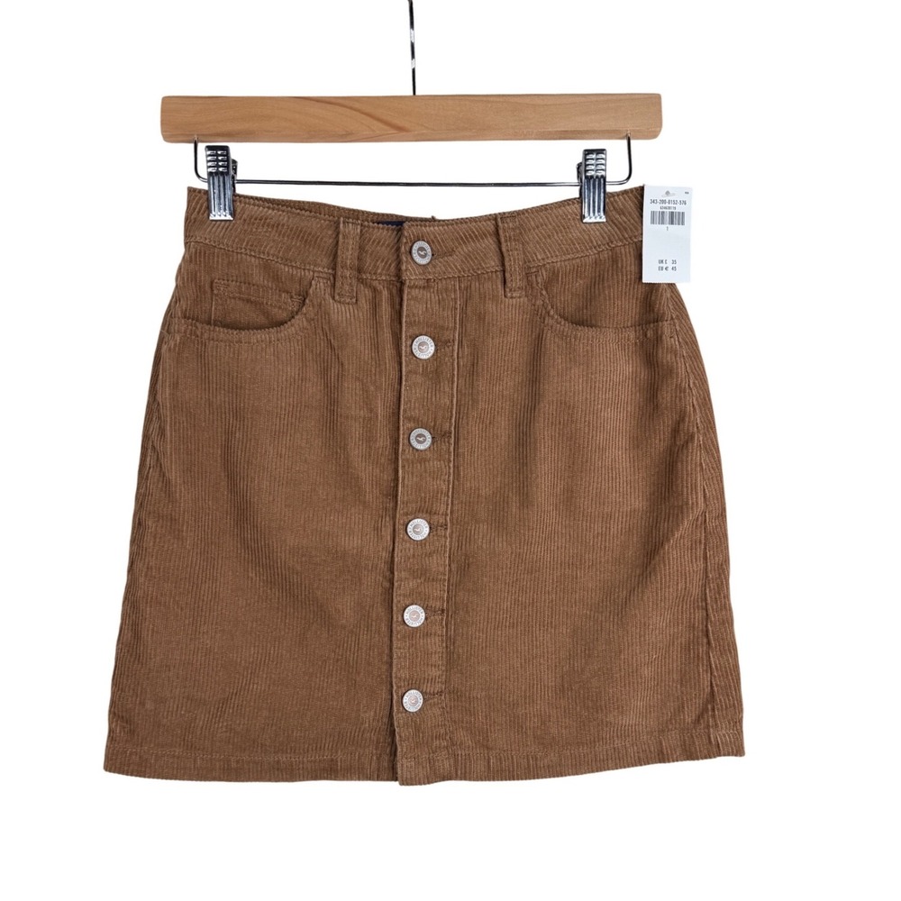New Hollister Button‎ Front Corduroy Skirt size 1 (25) Brown